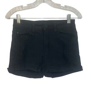 Kancan Shorts Womens Size 5 Black Distressed Mid Rise Denim